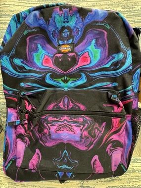 Dickies Black Backpack with Purple, Blue & Pink Marble Print